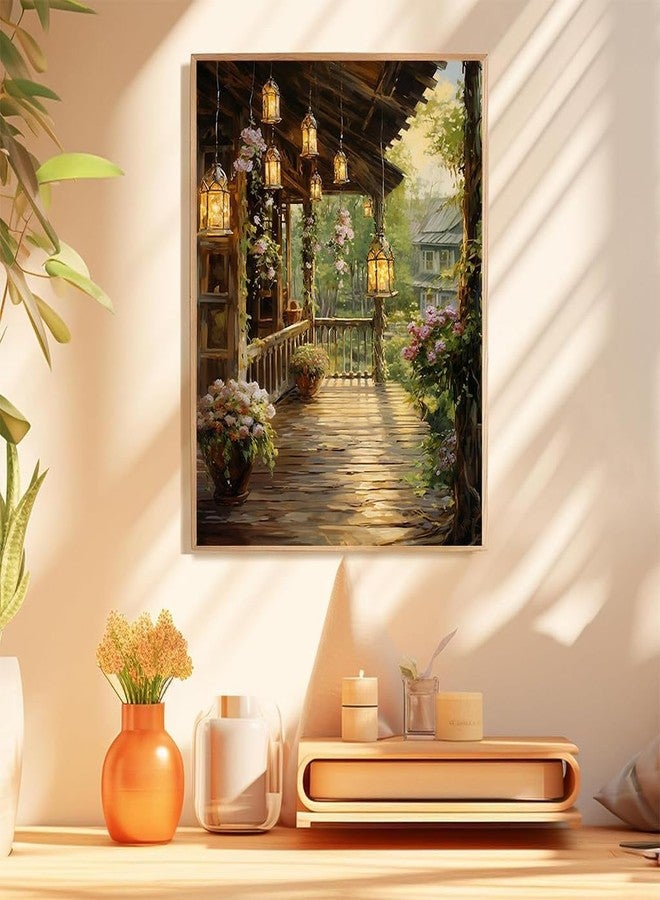 TREXEE DIY Paint by Numbers Kit Countryside Hallway Oil Paint by Numbers Canvas Wall Decoration DIY Number Painting Natural Scenery Oil Paint Home Decoration (50X40 CM)(Without Frame) - Image 2